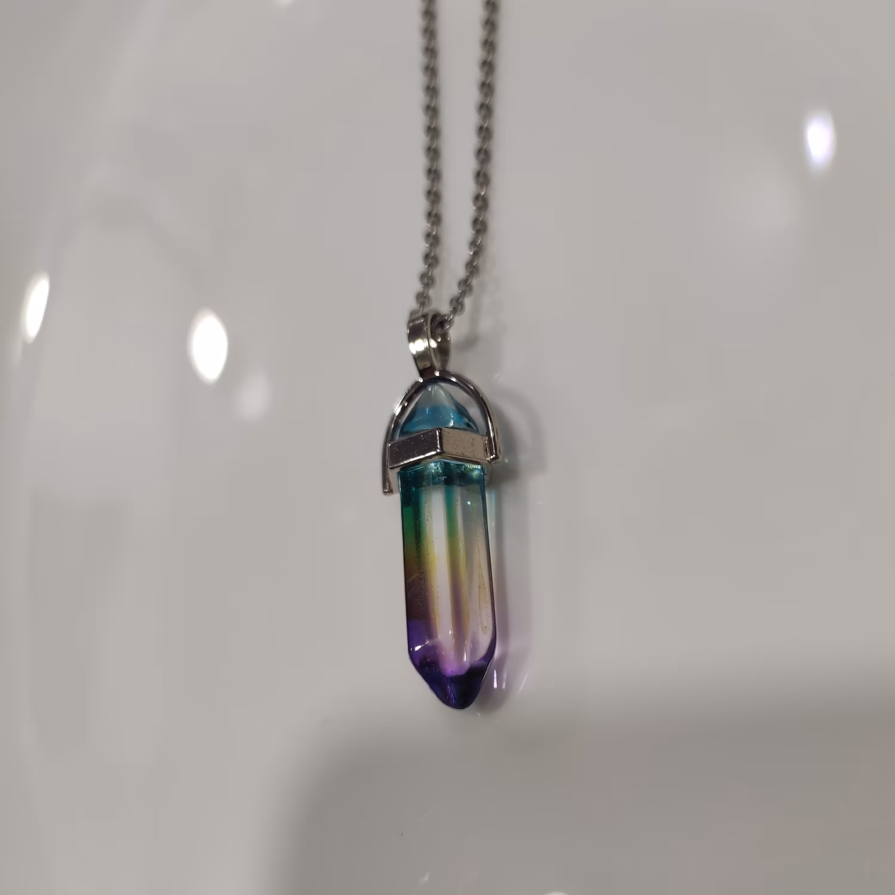 گردنبند منشور چند رنگ  استیل 