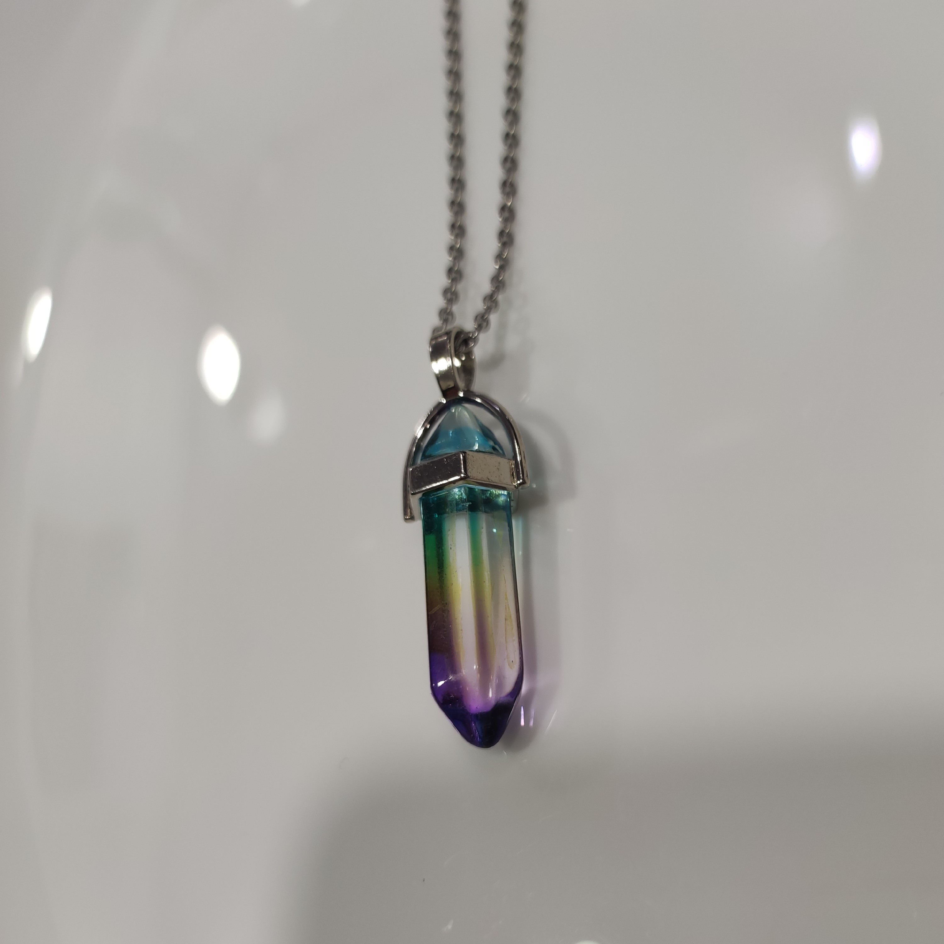 گردنبند منشور چند رنگ  استیل 