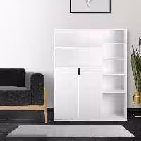 کتابخانه سفید MDF زروود مدل ZW003  به همراه کمد دو درب