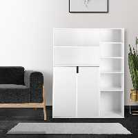 کتابخانه سفید MDF زروود مدل ZW003  به همراه کمد دو درب