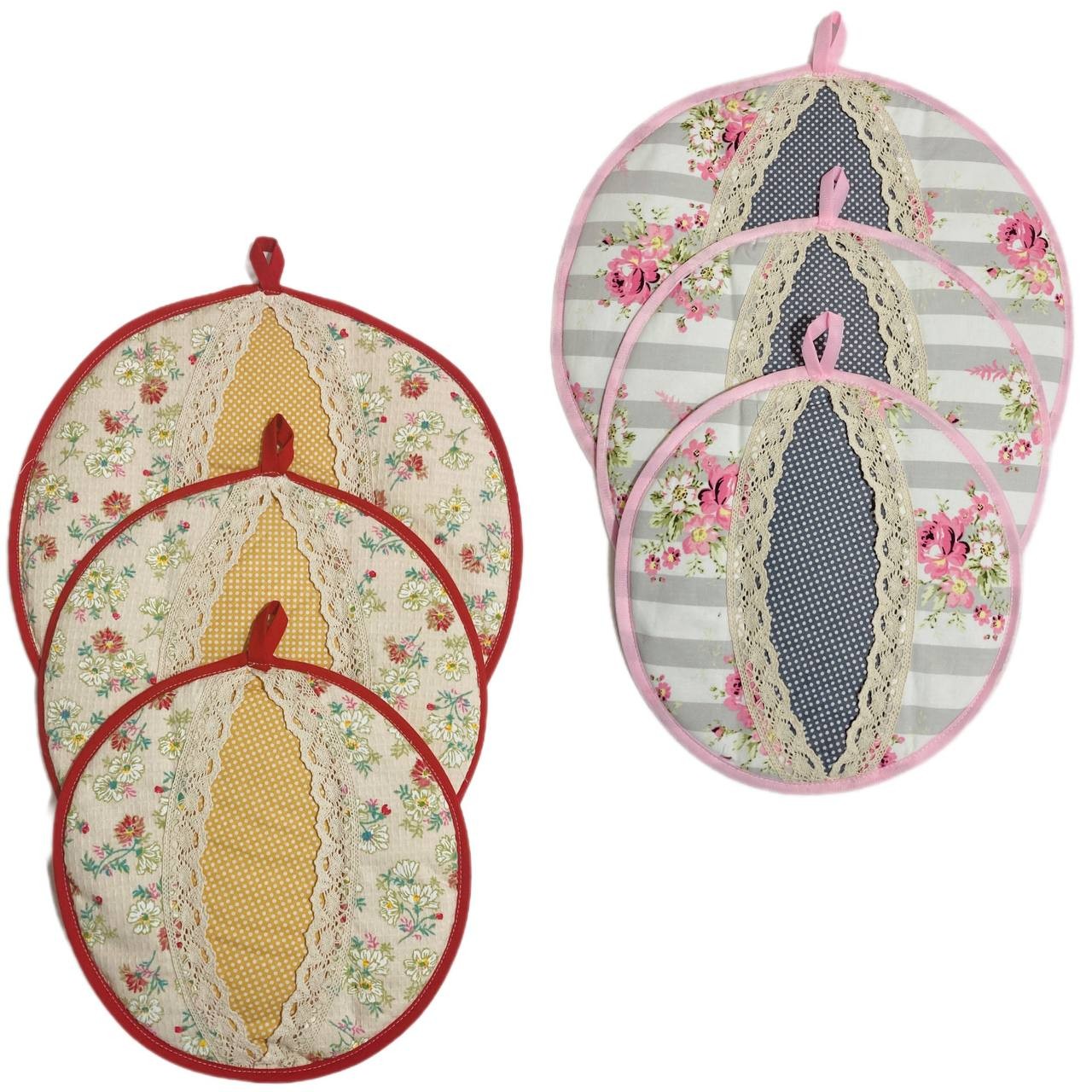 سری دمی سه تایی کفشدوزکی توردار قابل اجرا در طرح و پارچه دلخواه شما