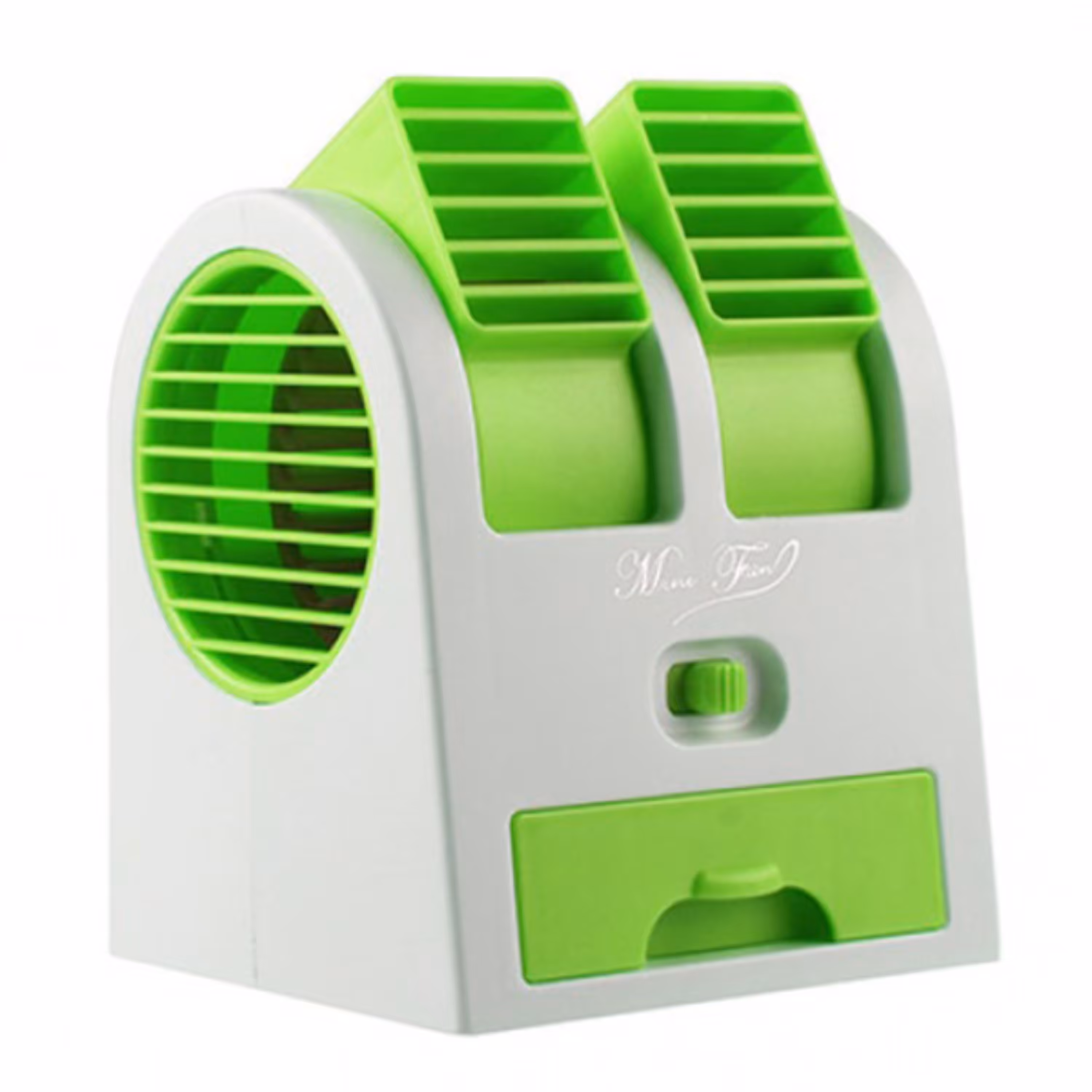 کولر آبی USB مدل HB-168 رنگ سبز  دارای دو دریچه خروجی باد  باقابلیت تنظیم زاویه