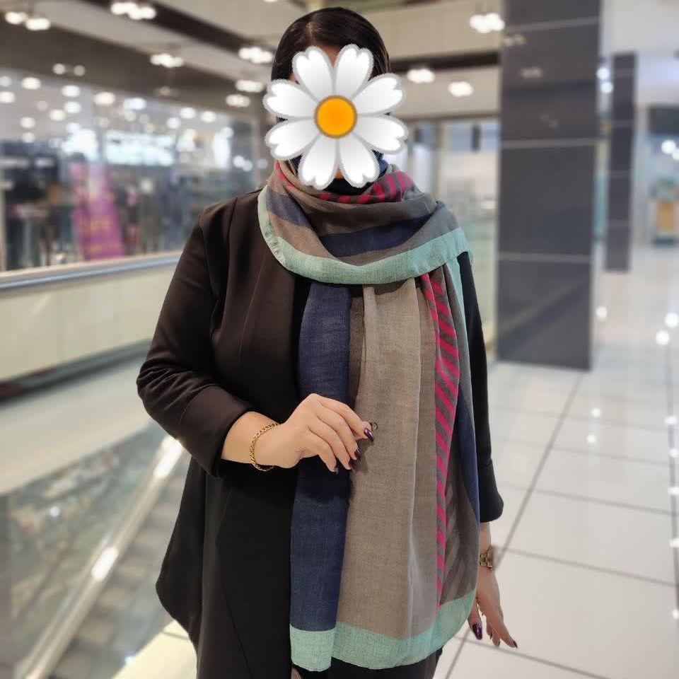 شال منگوله دار نخ پنبه قواردار 