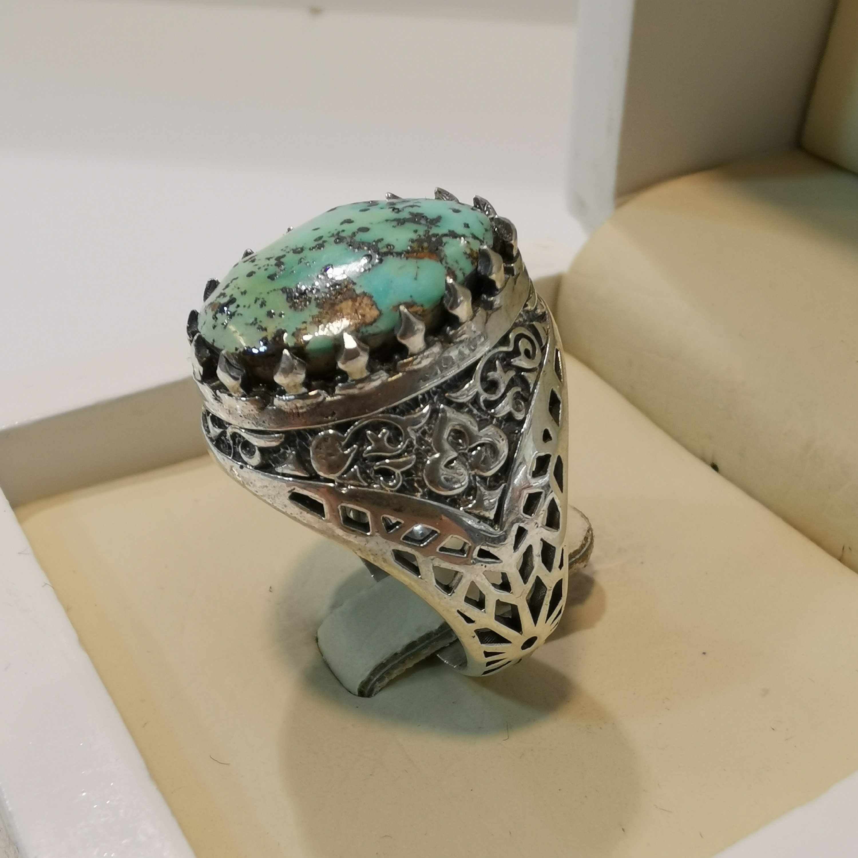 انگشتر نقره سنگ فیروزه نیشابوری