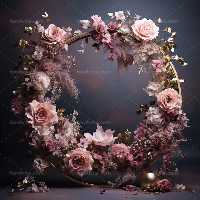 بک دراپ عکاسی حلقه گل با برگ طلایی | گرافیک با طعم تربچه