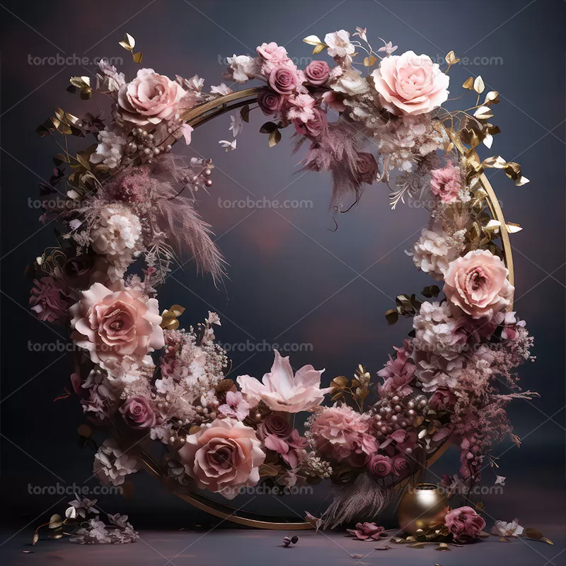 بک دراپ عکاسی حلقه گل با برگ طلایی | گرافیک با طعم تربچه