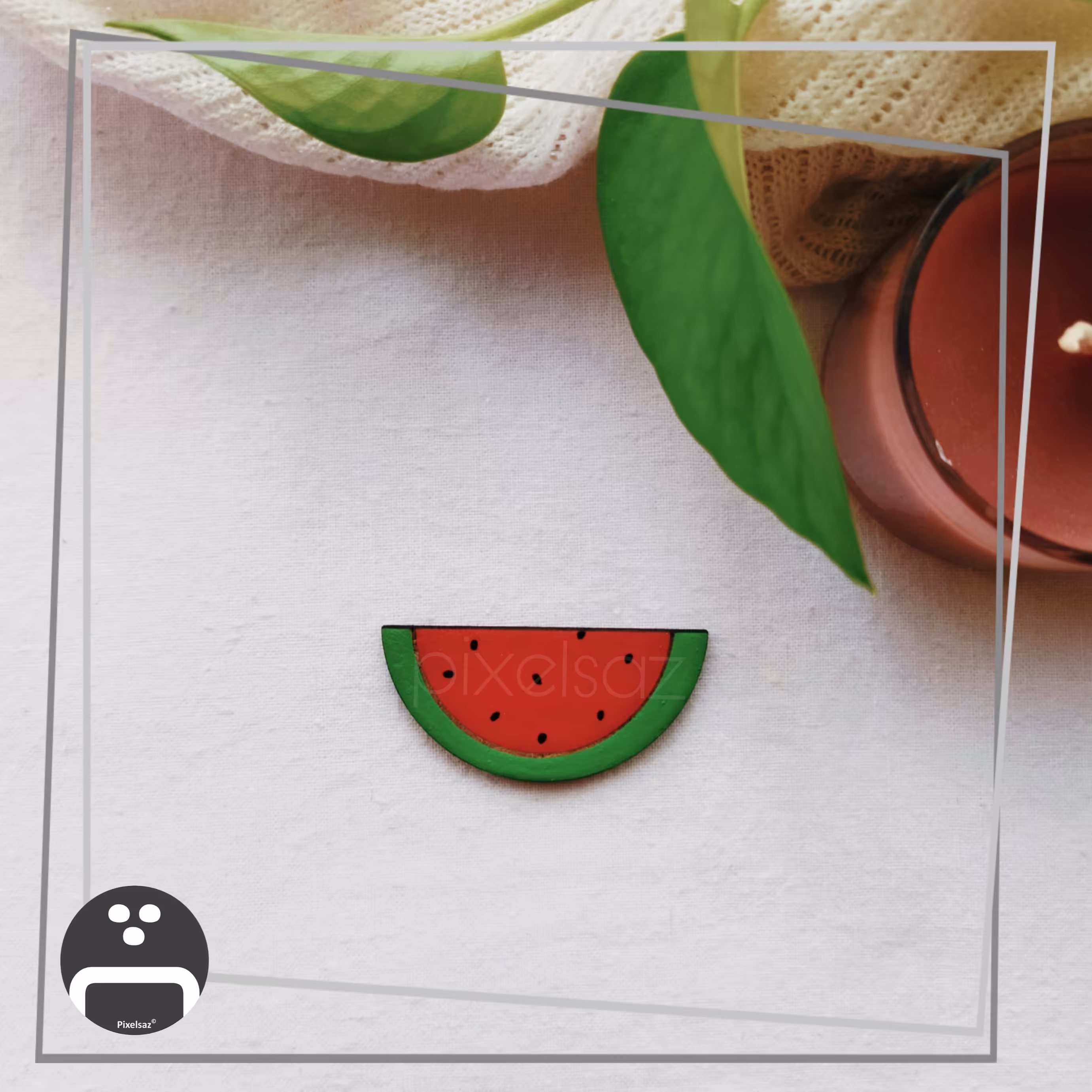 پیکسل ، مگنت ، استیکر طرح هندوانه پیکسل ساز،جنس چوبی و نقاشی شده،5سانت