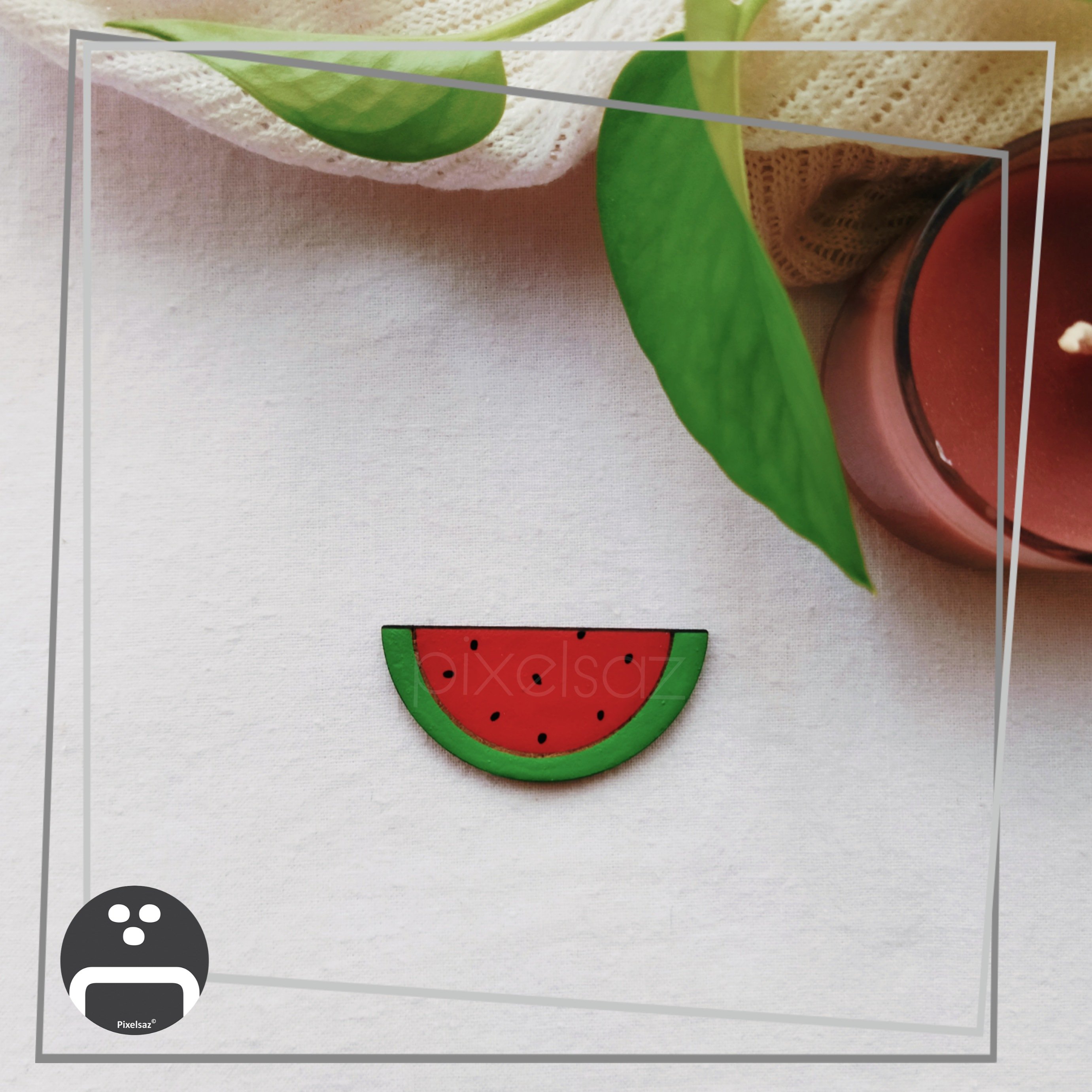 پیکسل ، مگنت ، استیکر طرح هندوانه پیکسل ساز،جنس چوبی و نقاشی شده،5سانت