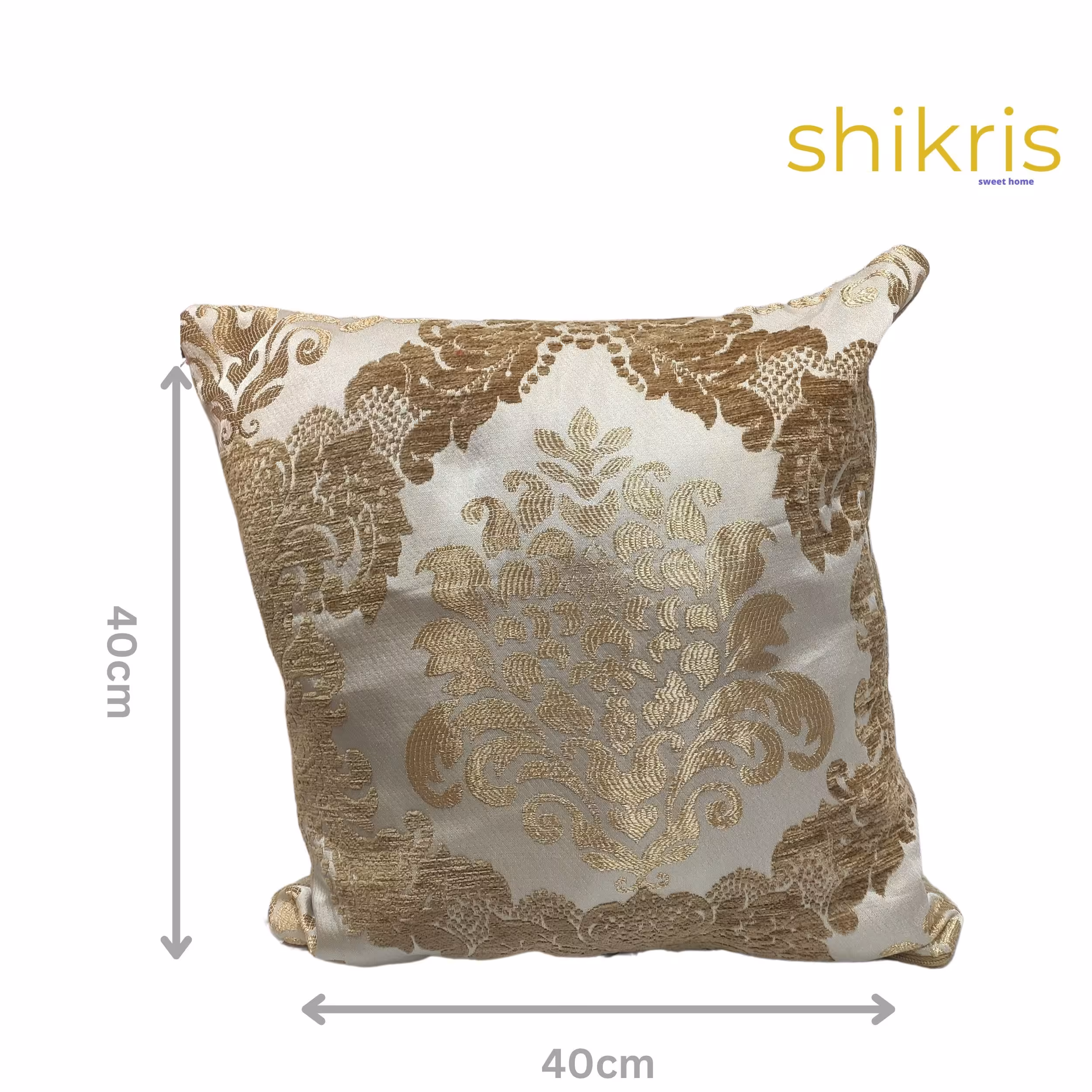 کاور کوسن  پارچه مبلی مخمل  کرم -قهوه ای مینیمال   40در40