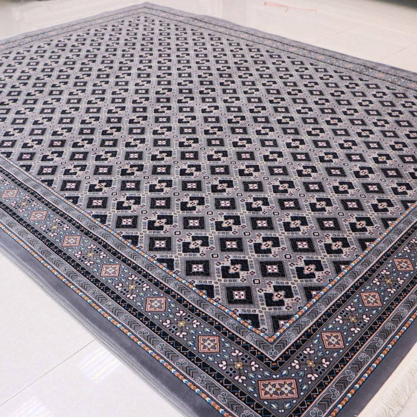 فرش اکرلیک 6 متری 700 شانه طرح ترکمن رنگ فیلی کد N237