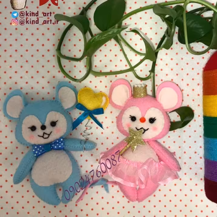 عروسک نمدی عروس و داماد موش, خانم و آقای موش (ویژه سال موش)