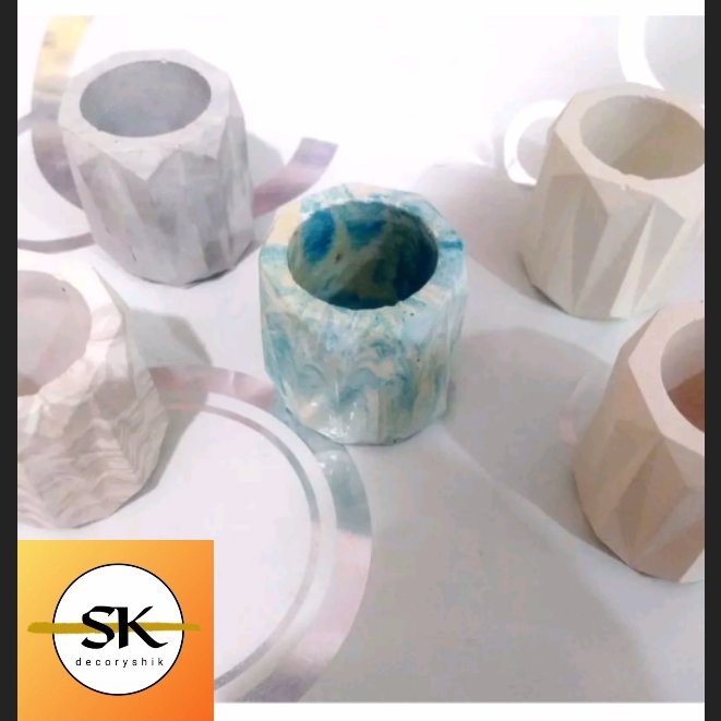 ست سنگی بتنی 5عددی لیوان مینیاتوری شیک