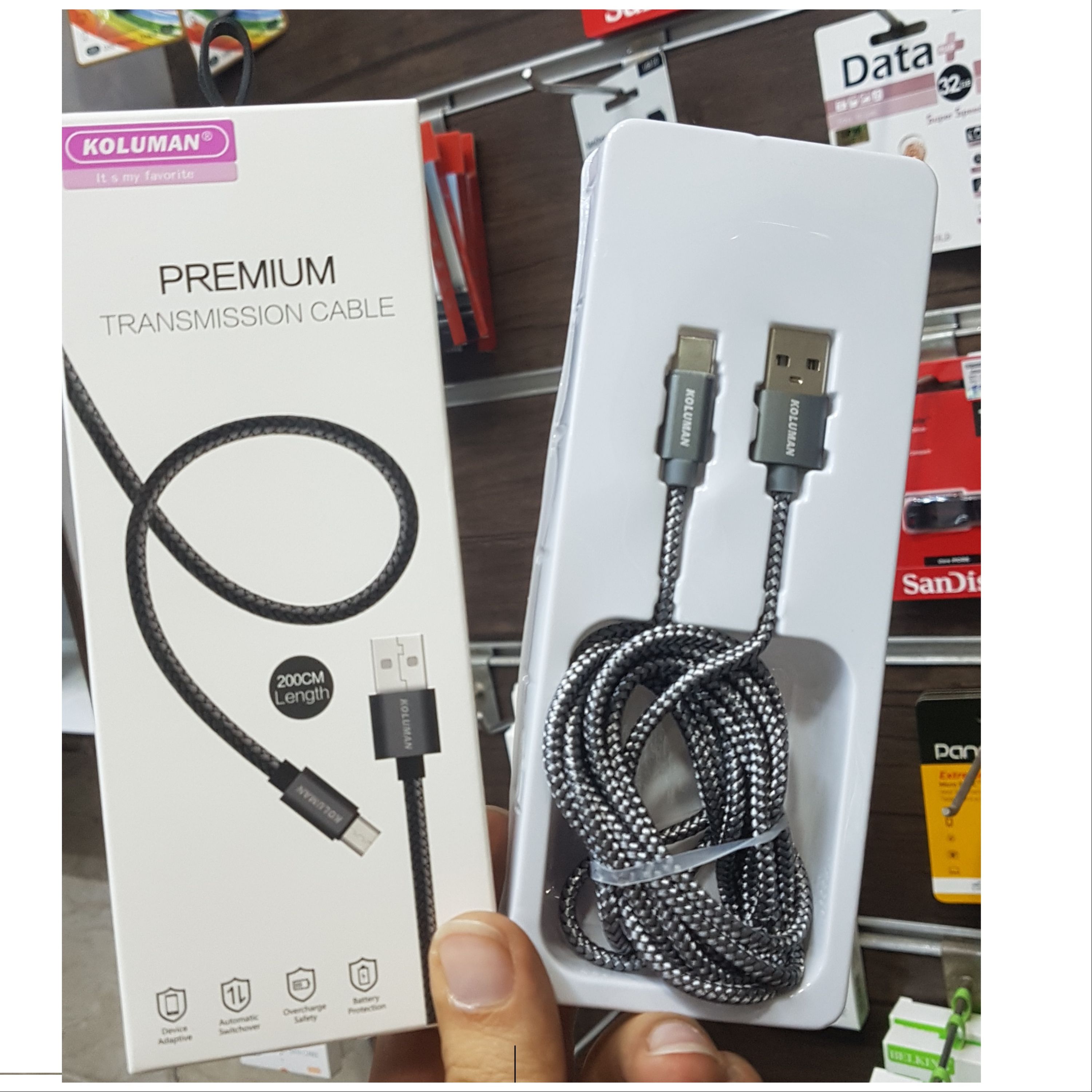 کابل type-c فست شارژ 2 متری Koluman