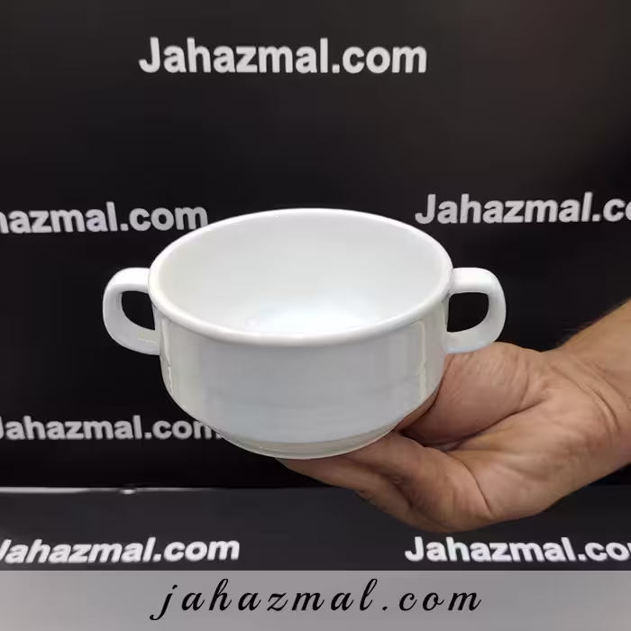 پیاله دسته دار هتلی سفید چینی زرین
