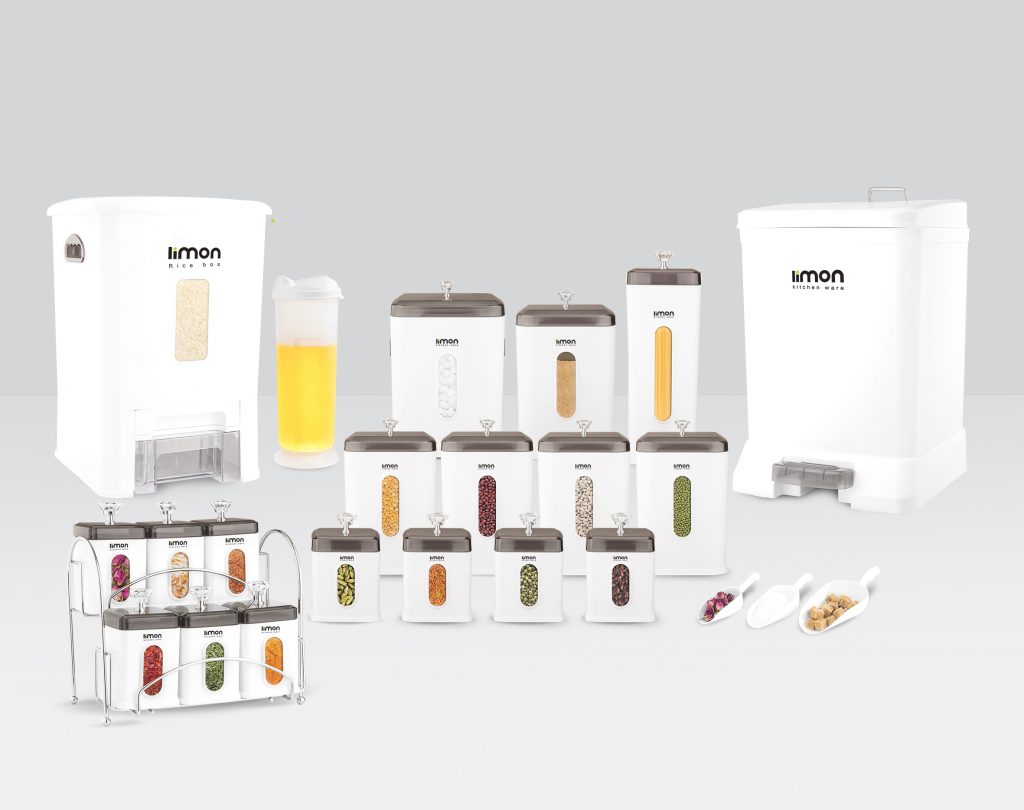 سرویس آشپزخانه چهارگوش 21 پارچه لیمون درب شفاف