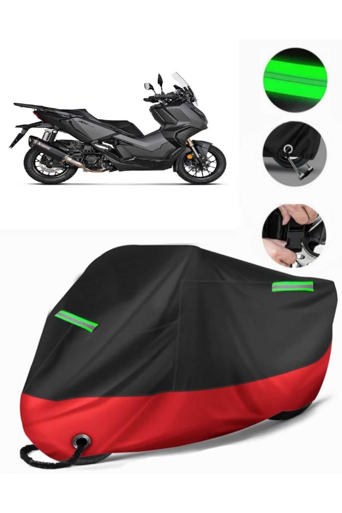 چادر موتورسیکلت قرمز HONDA ADV350 TARKET MOTORICY PREMIUM سازگار با قفل سیاه MotoEn