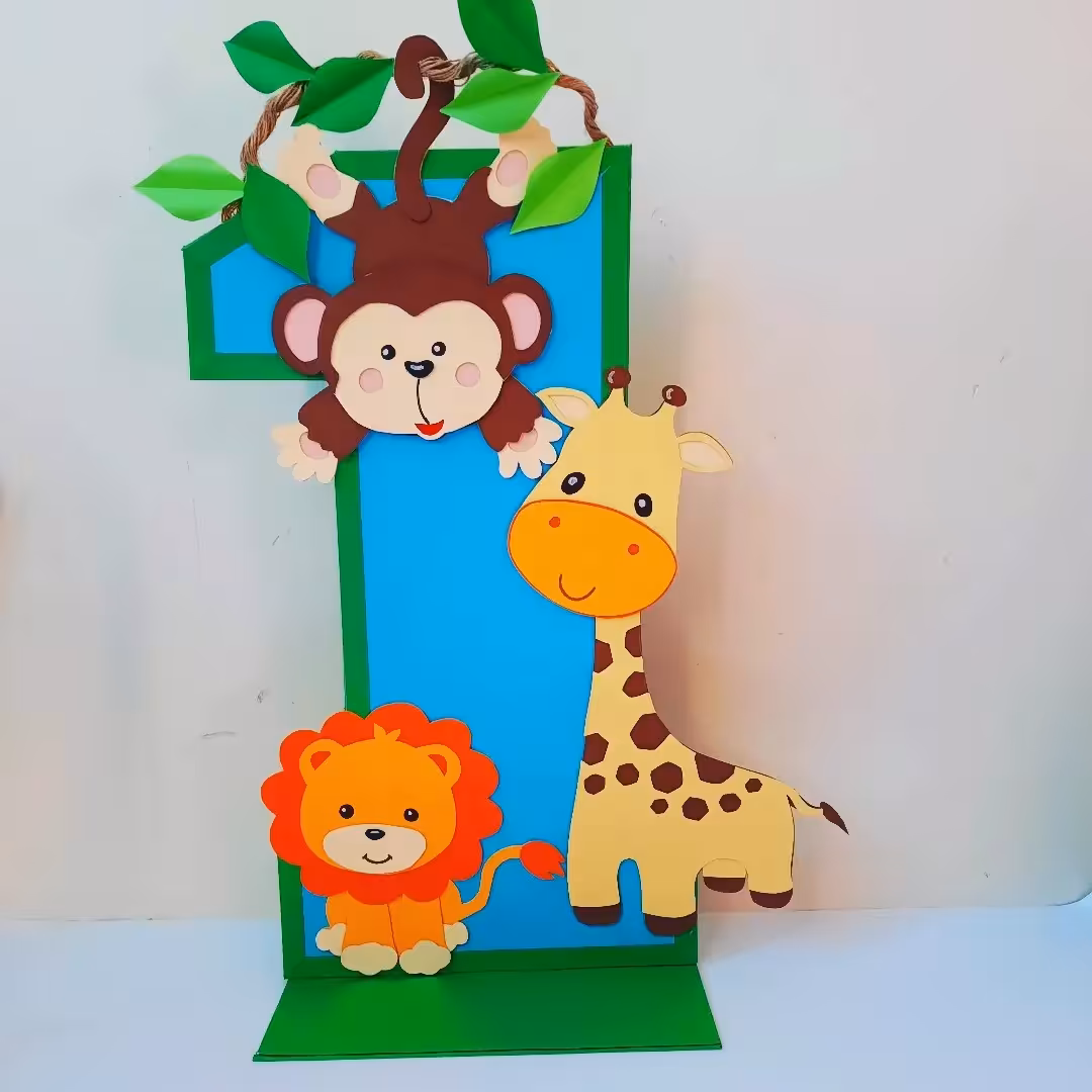 استند عدد تک بعدی دستسازه گیفت برجسته تم حیوانات جنکل(سافاری)