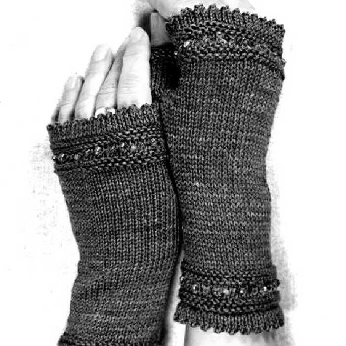 دستکش بافتنی بلند بدون انگشت رنگ تیره