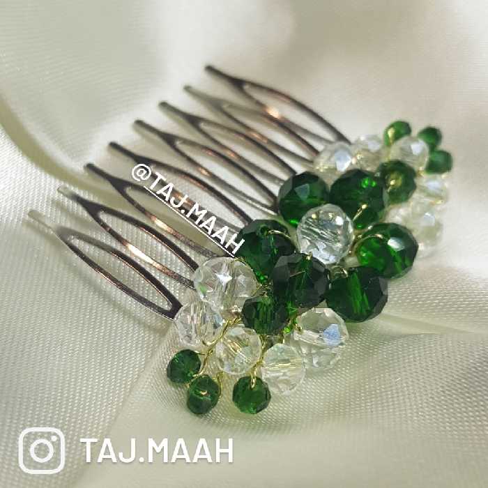 شانه مو و شانه شینیون کریستال سبزتیره (یک عدد) مدل SH1GGR ماه فام و تاج ماه