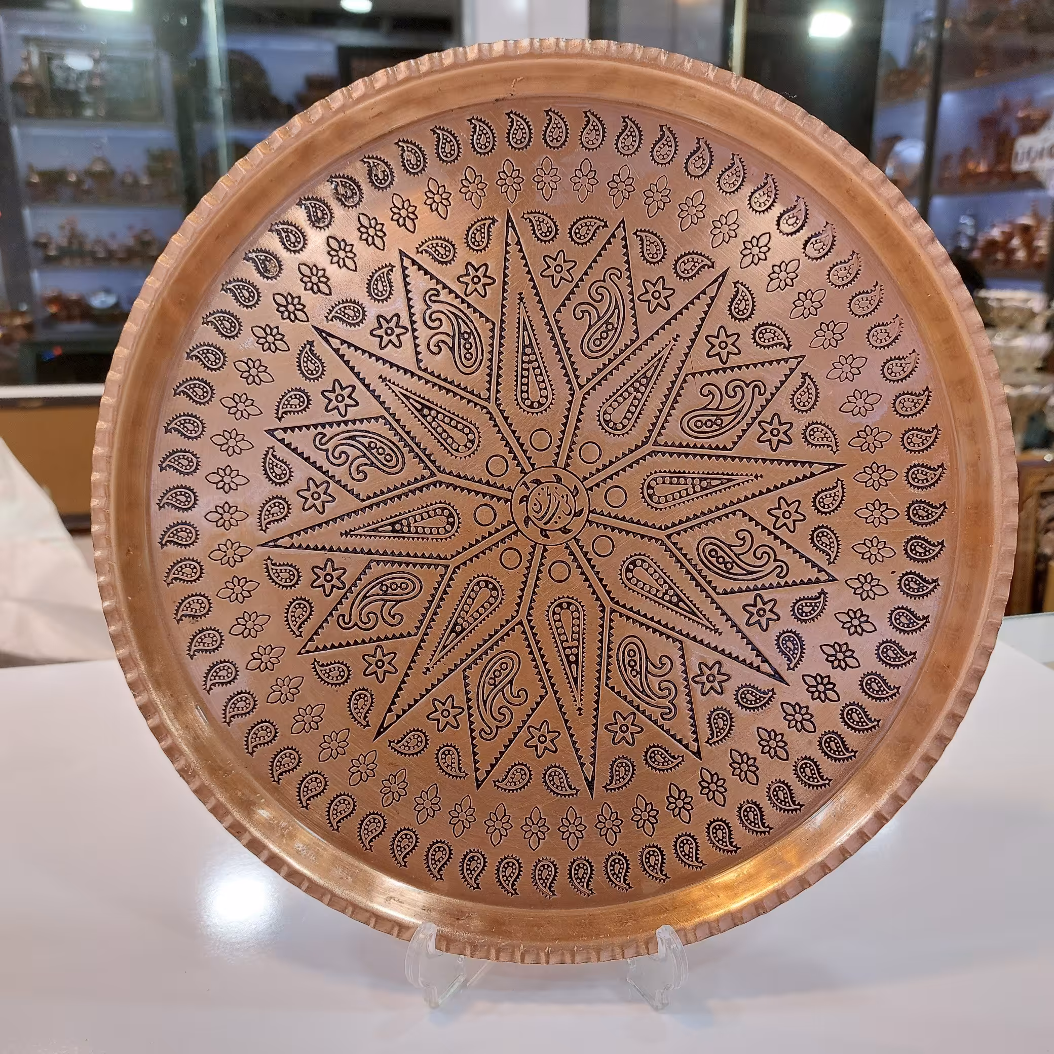 سینی گرد مسی  با روکش نانو سایز 7 قطر  30 سانتی متر