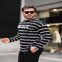 سویشرت مشکی مردانه راه چاپی منحصر به فرد سیاه Valiberta