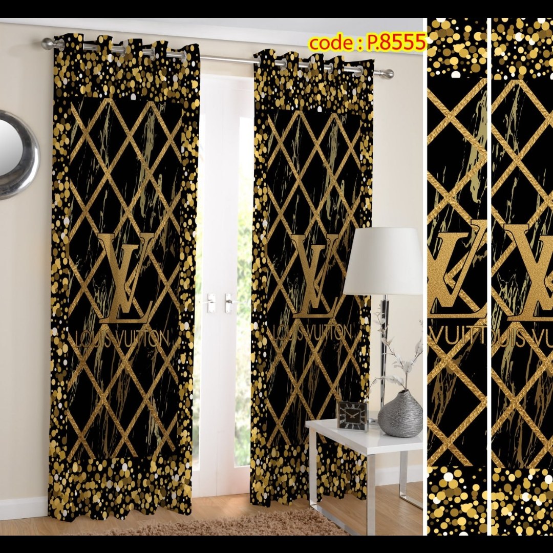 پرده پذیرایی دو قواره طرح لوگو کد P8555