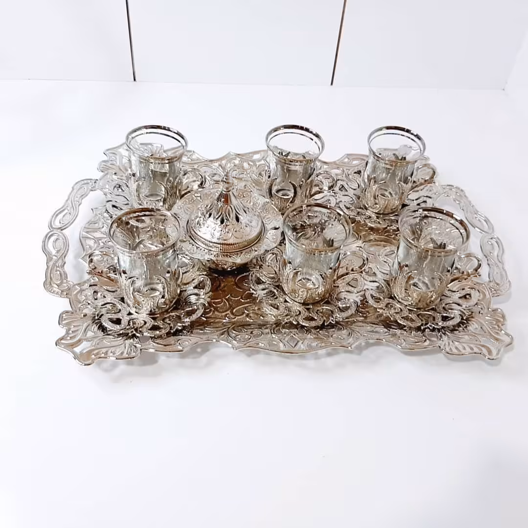 سرویس پذیرایی 20 پاروچه چایخوری سنا ، سینی شقایق ، قندان شقایق