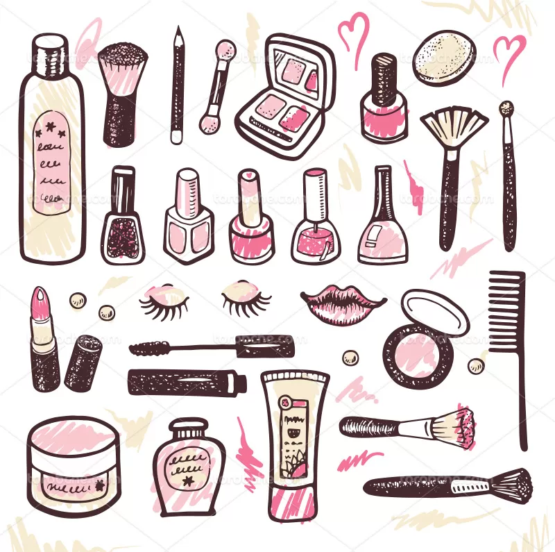 وکتور نقاشی لوازم آرایشی با کیفیت | گرافیک با طعم تربچه