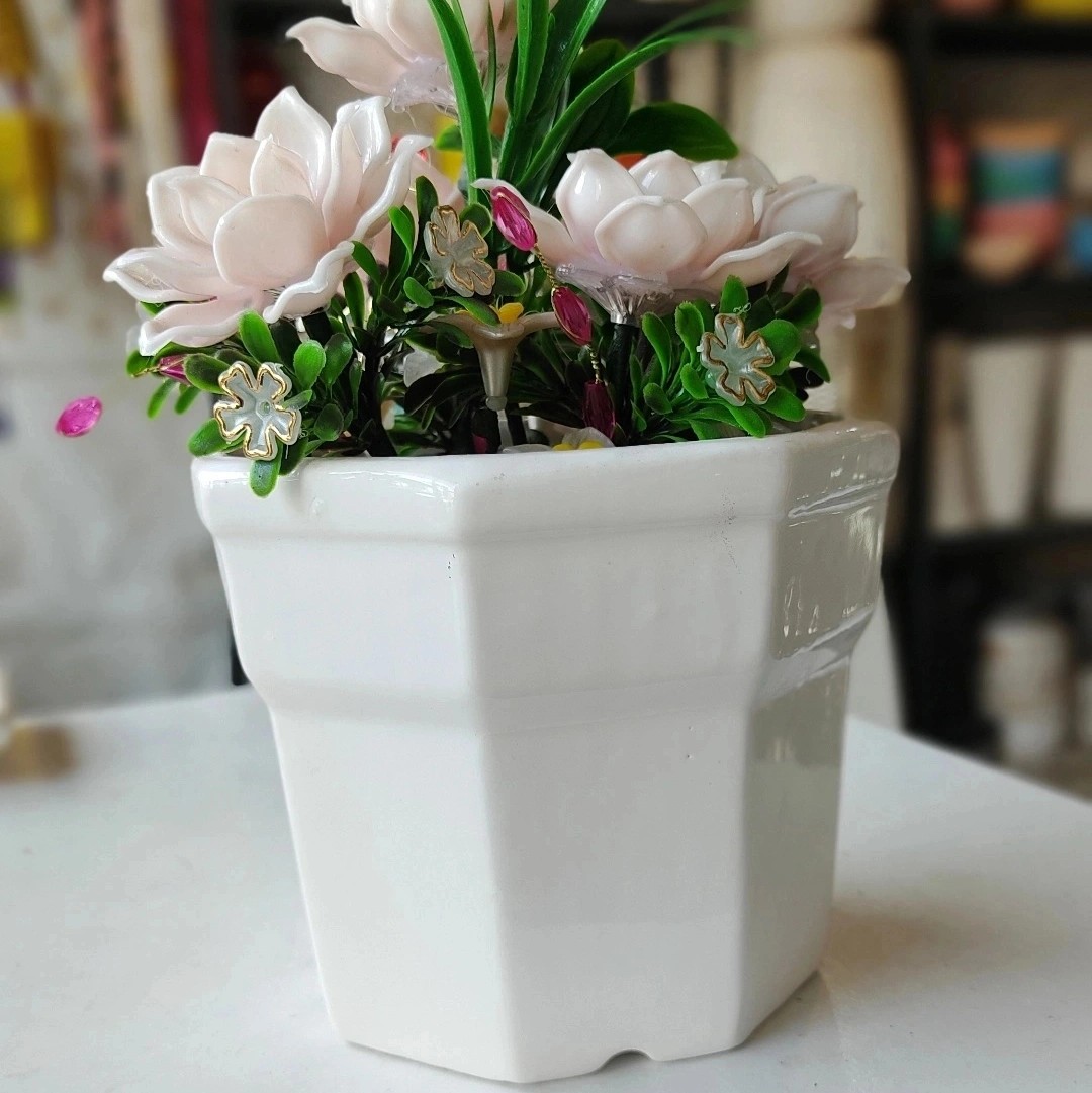 گلدان 6ظلعی سرامیکی