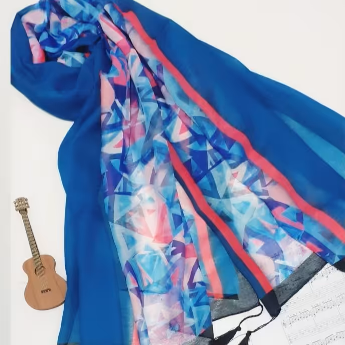 شال نخی طرح رنگی رنگی