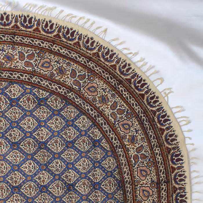 رومیزی گرد 150  طرح شیخ لطف الله قلمکار اعلاصادراتی اصفهان