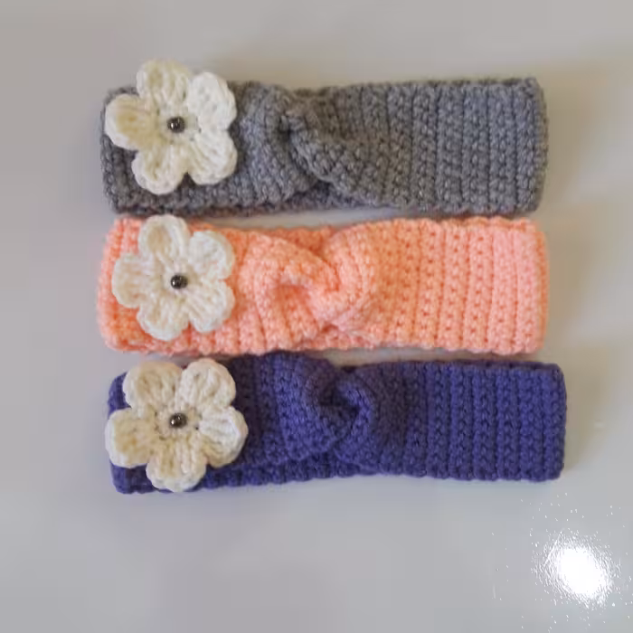 هدبند بچگانه دستبافت ( سایز  سه  تا پنج سال ) 