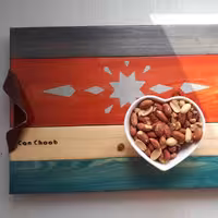 سینی پذیرایی چوبی دوری طرح شمسه