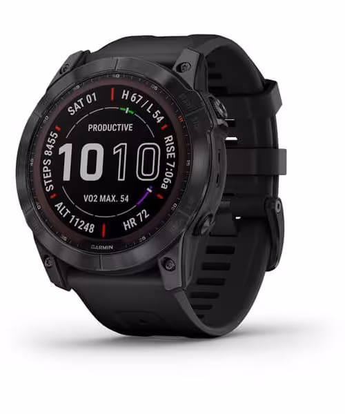 ساعت هوشمند گارمین مدل Fenix 7X Sapphire Solar Black DLC Titanium with Black Band