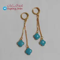 گوشواره آویز طلایی مارک YSX ونکلیف آبی فیروزه ای