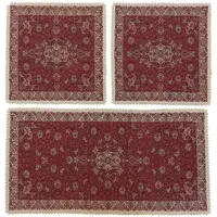 رومیزی سرویس ترمه ابریشم  کد TRSETE17  نفیس  رنگ زرشکی قهوه ای  آستر زرشکی