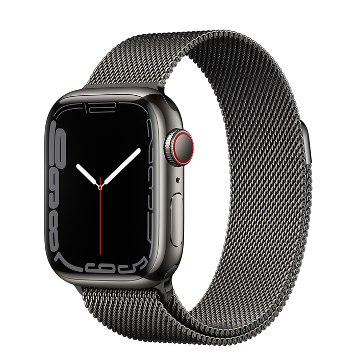 ساعت هوشمند اپل واچ سری 7 استیل خاکستری 41 میلیمتری با بند Graphite Milanese Loop