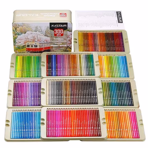 مداد رنگی 300 رنگ کالر با جعبه فلزی