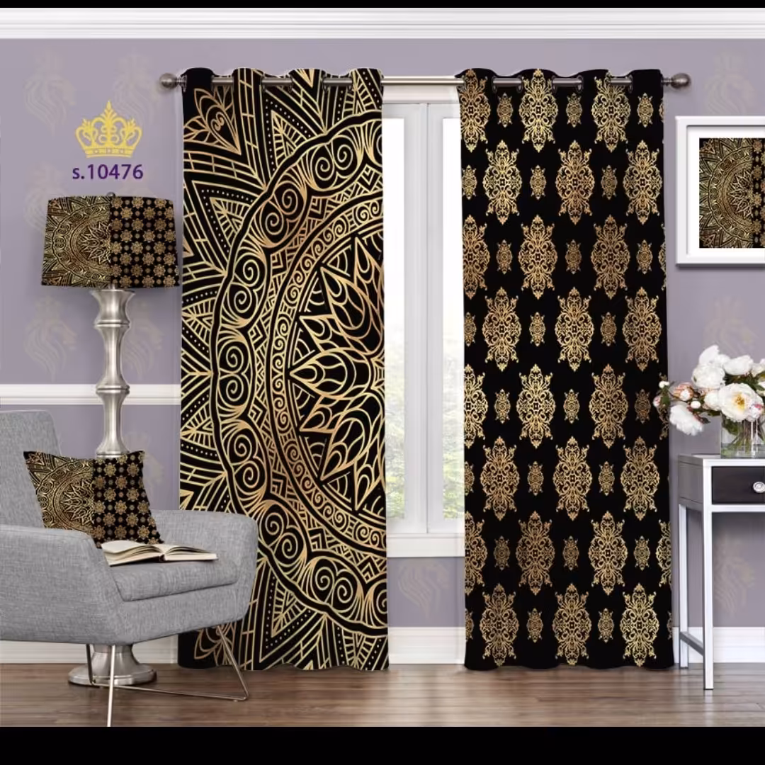 پرده پذیرایی دو قواره طرح اسلیمی کد S10476