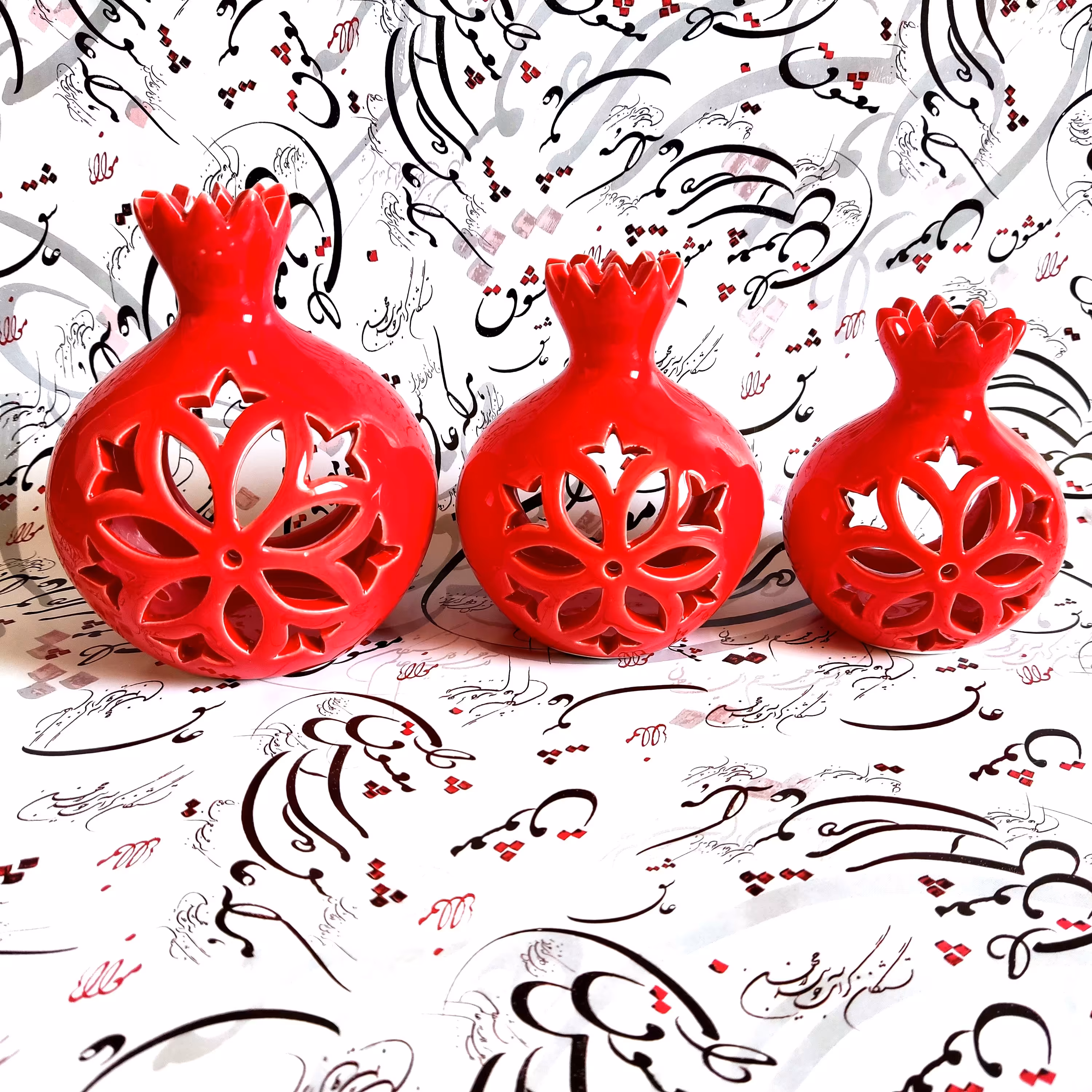 ست انار سرامیکی شب یلدا ( جای شمع وارمر )