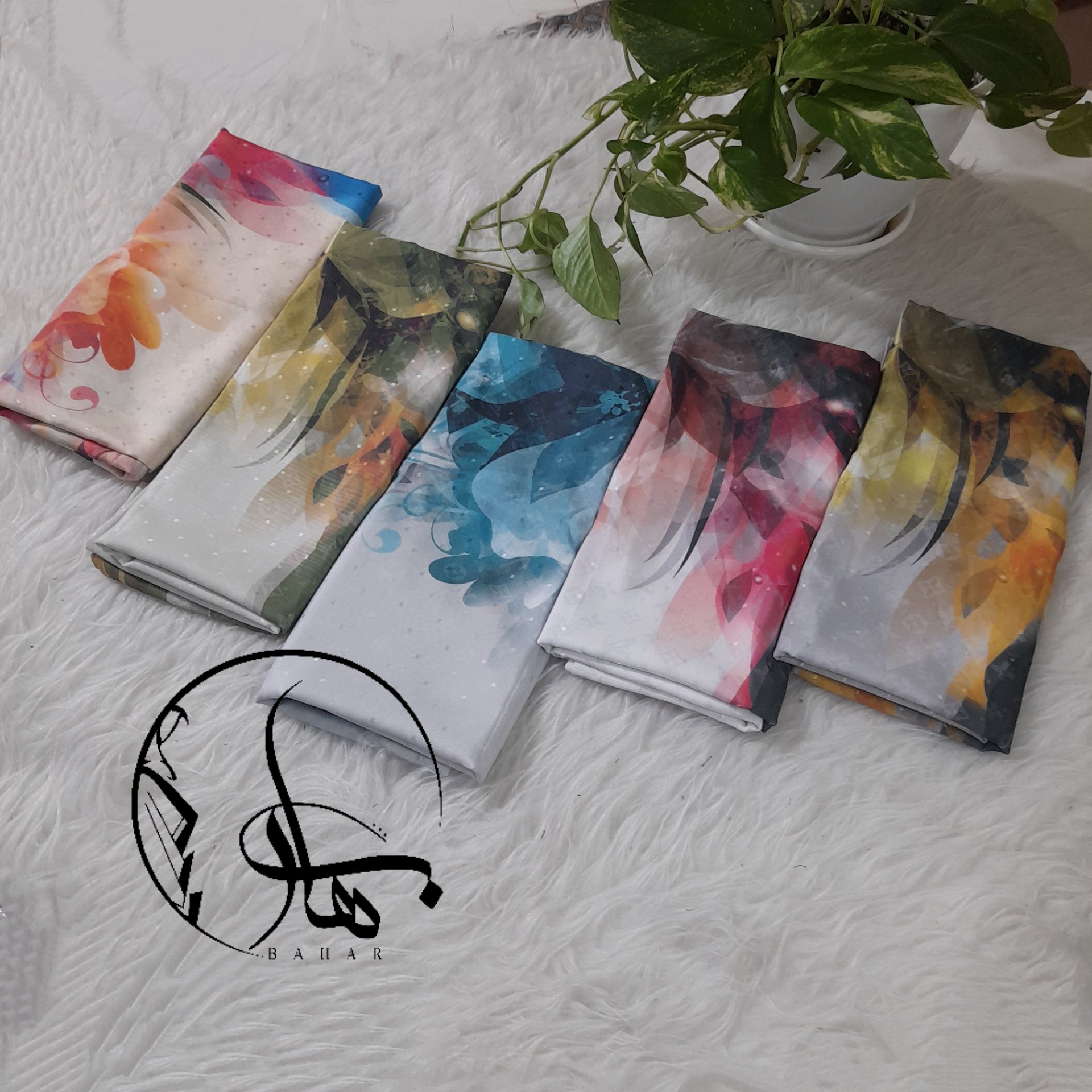 روسری نخی نگینی قواره 120 کد 401
