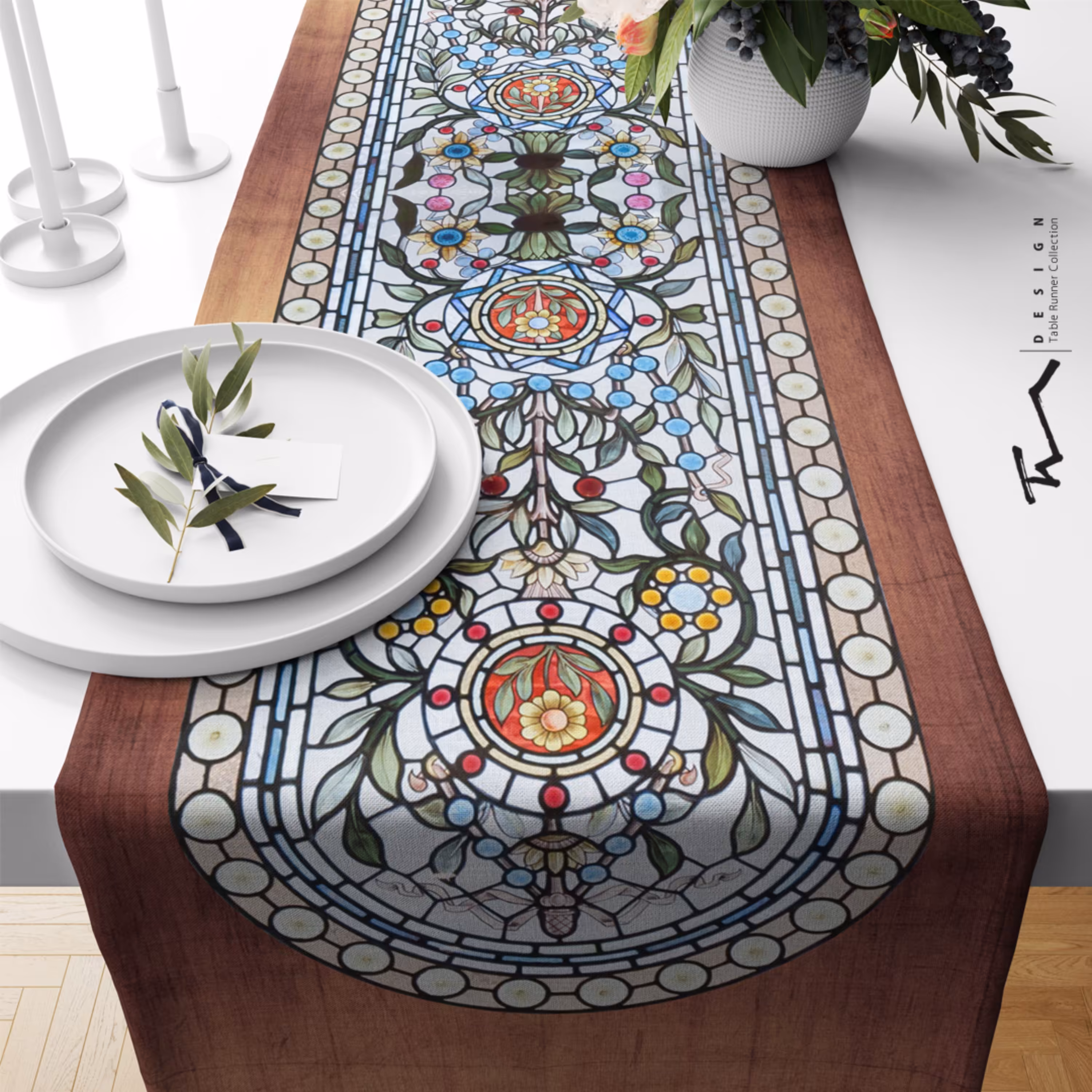 رانر طرح سنتی 8 - سایز 40 در 135 سانتیمتر - جنس دو رو مخمل پورش - کیفیت عالی