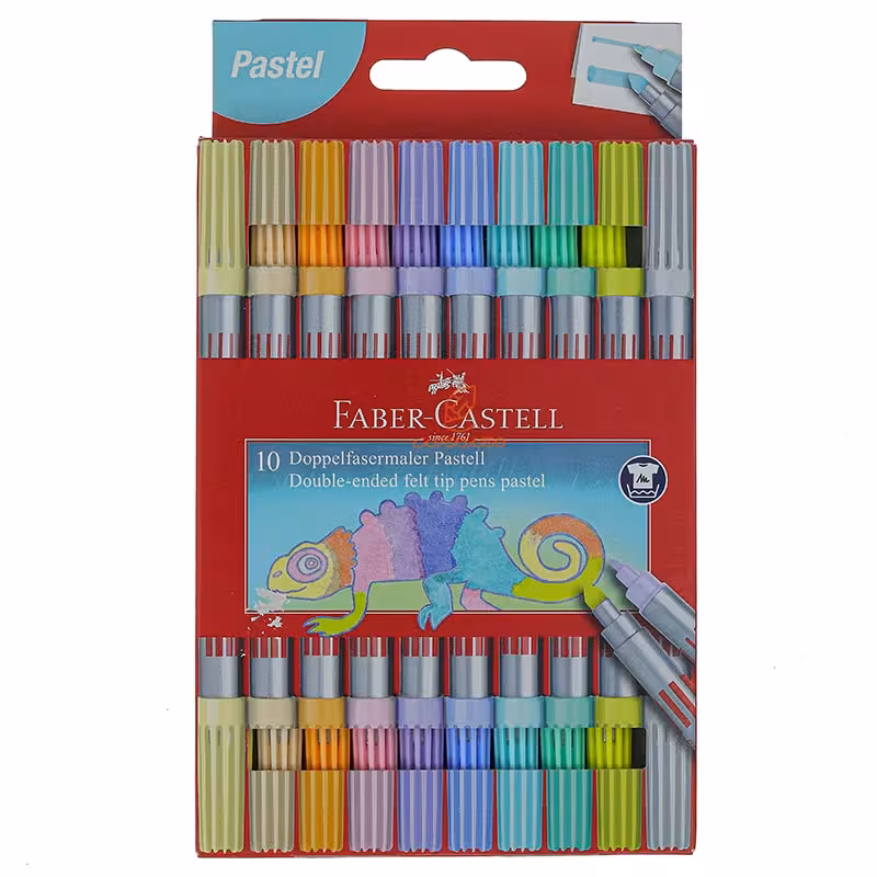 ماژیک 10 رنگ دو سر جعبه مقوایی فابر کاستل FABERCASTELL