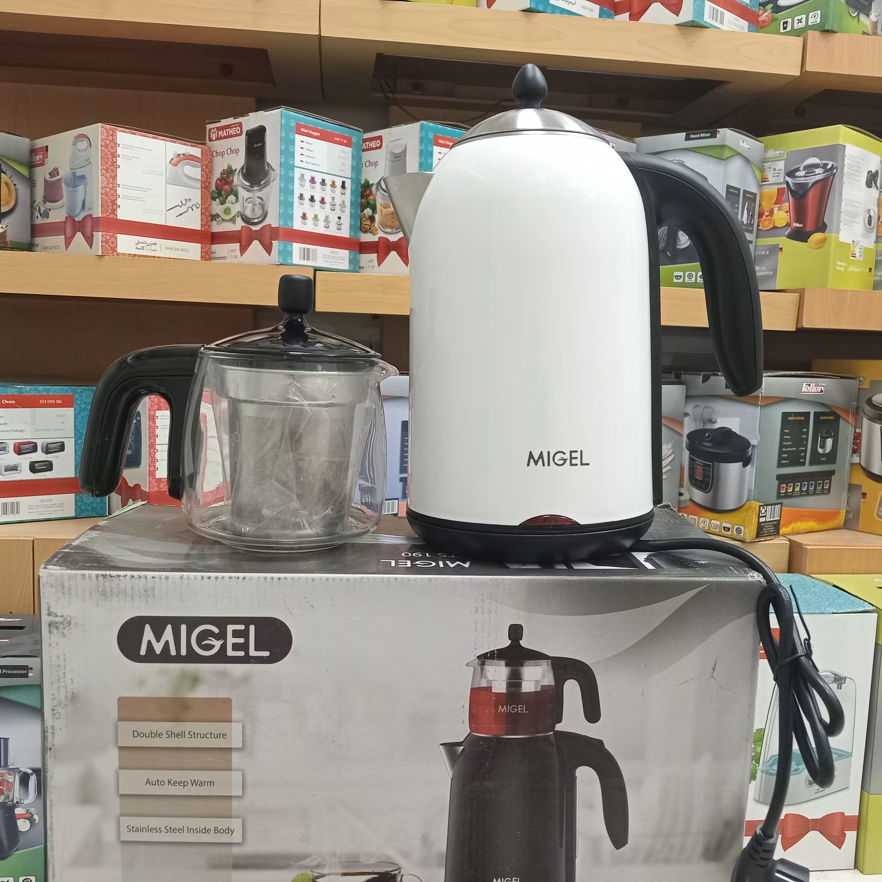 چایساز روهمی میگل 190 GTS لایه داخلی کتری استیل ضد زنگ و قوری شیشه ای