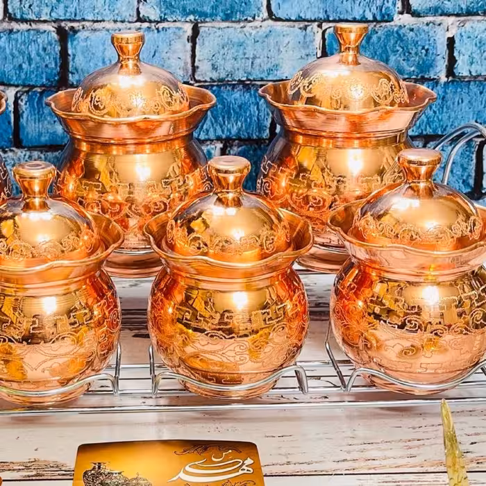 جا ادویه 7 تایی مسی  با استند استیل  نانو شده 