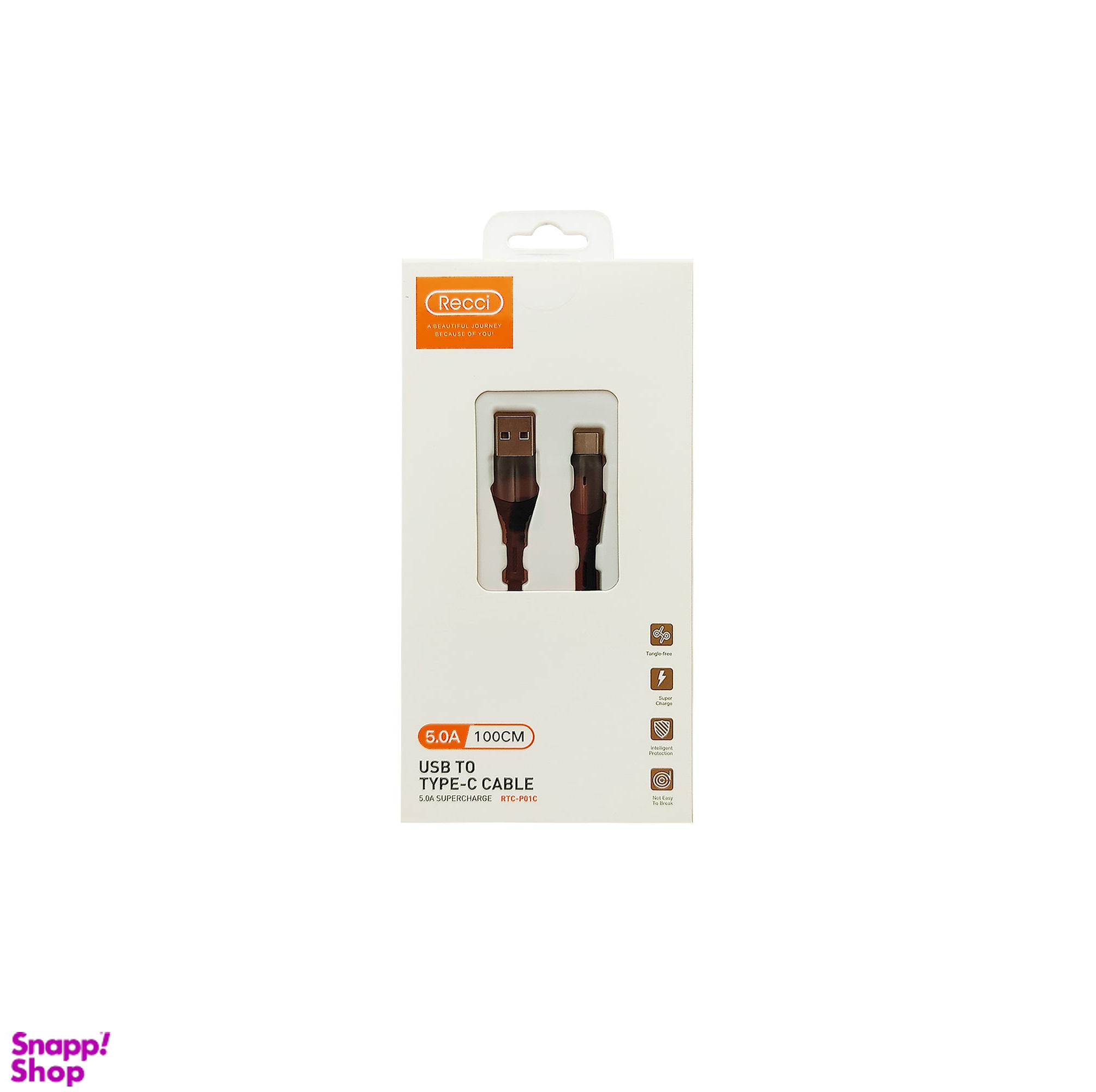 کابل تبدیل USB به USB C رسی (Recci) مدل RTC P01C طول 1m