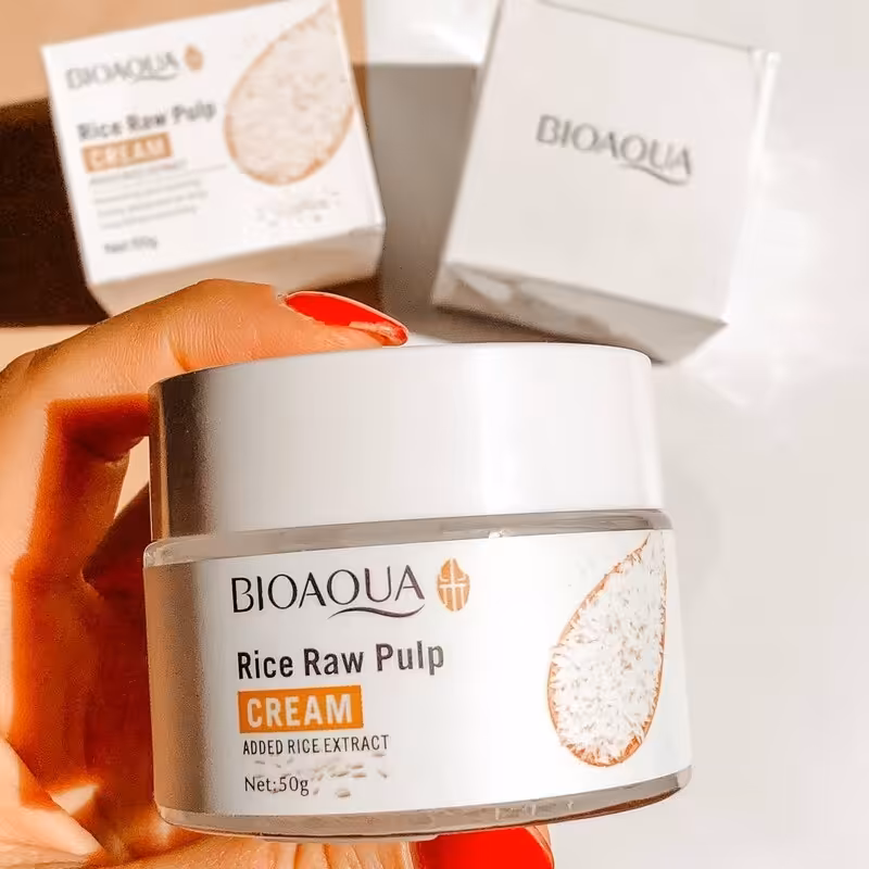کرم برنج کرم سفید کننده و مرطوب کننده ی برنج بیوآکوا ا CREAM rice Raw Pulp) BIOAQUA)