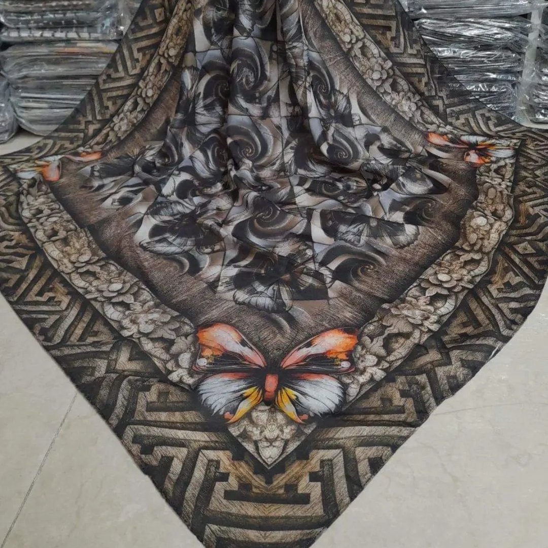 روسری نخی دور دست دوز پروانه ای