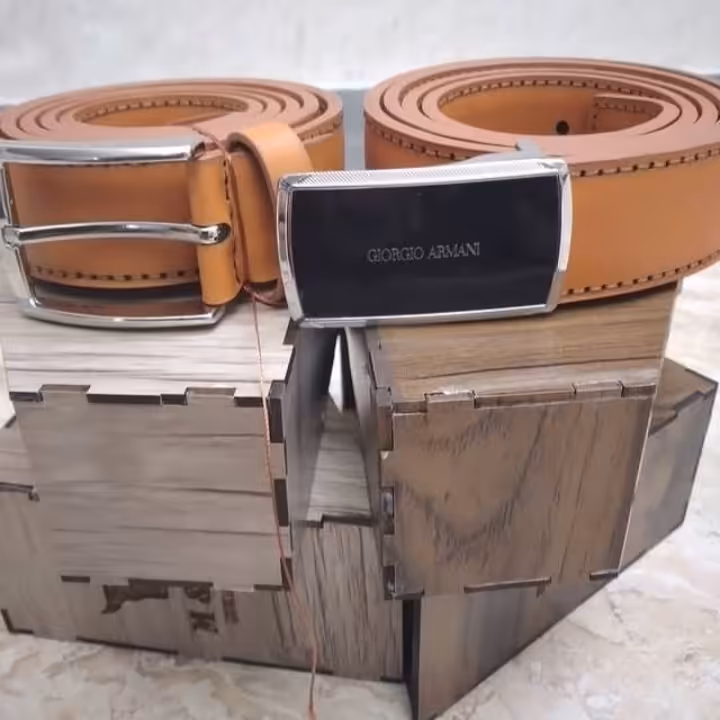 کمربند دولایه چرمی دستدوز 