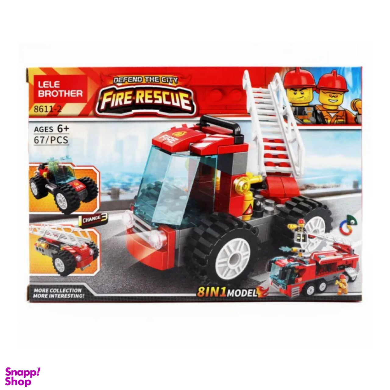 لگو 67 قطعه ماشین آتشنشانی کد 2- 8611 مدل The City Fire Rescue